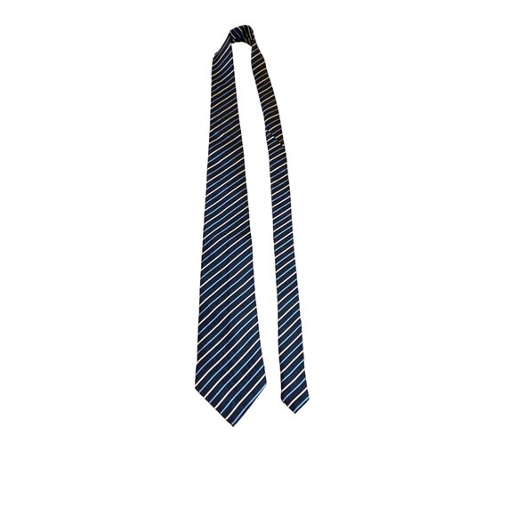 Mustdelese Mens Neck Tie Blue White Stripe Work Dad Gift - Picture 1 of 6